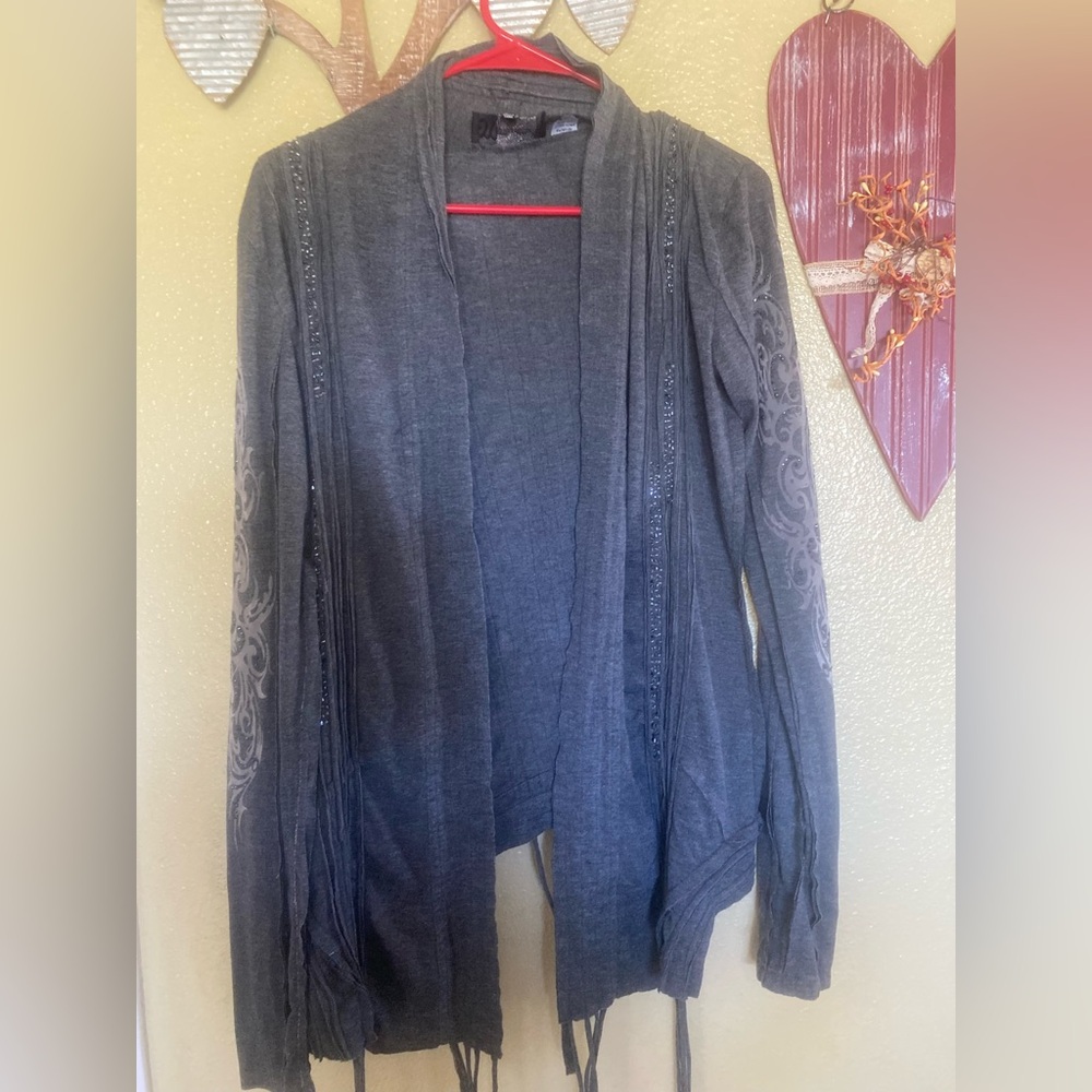 Miss Me open cardigan lite weight detailed arms and fringe